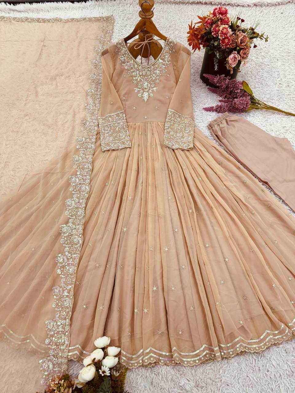 Georgette Embroidery Georgette Gown - MYLUXURY LANE ENTERPRISE
